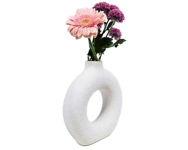 Blumenvase Pflanztopf rund Design Vase mit sandiger Oberfläche